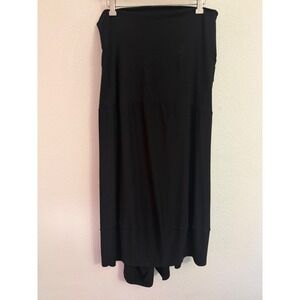 OSKA Black Midi Skirt Regular Size 3 Vented Hem fold over waist Germany